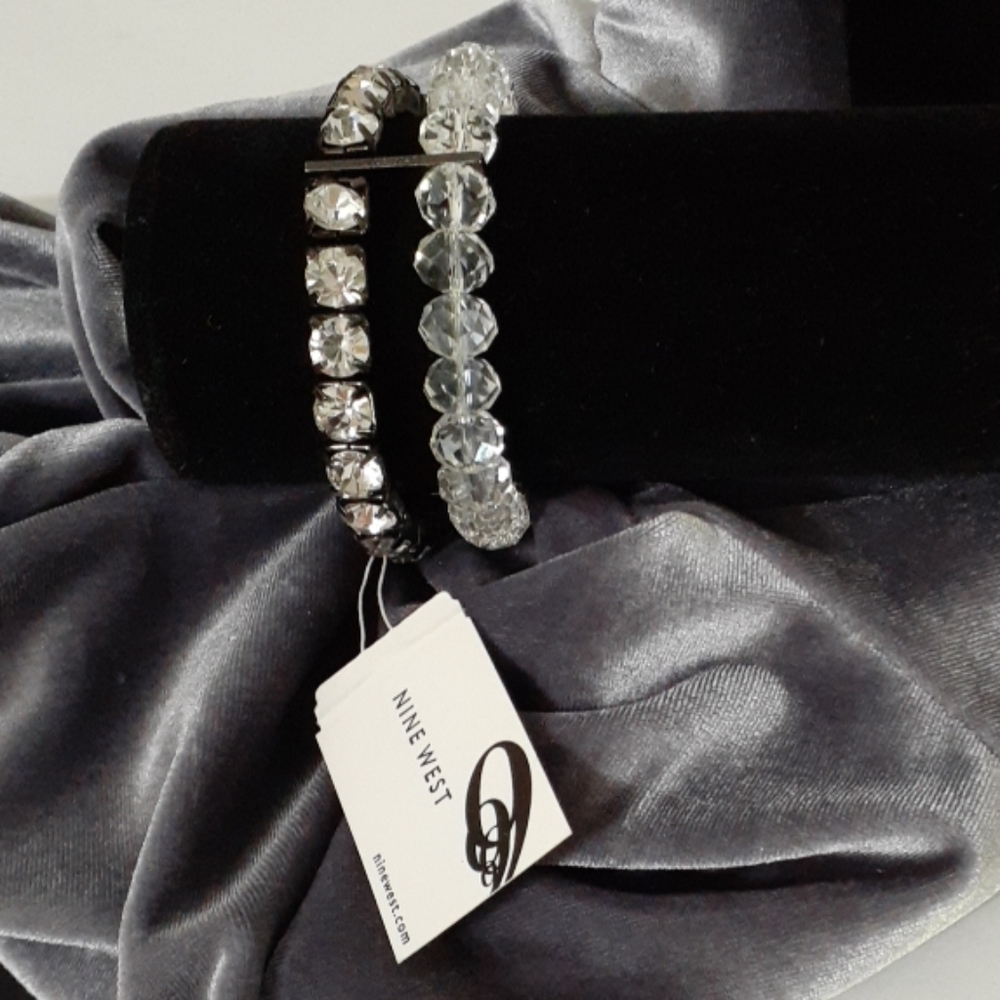 Nine West Double Crystal Beaded Stretch Bracelets